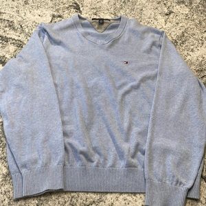 Tommy Hilfiger, v-neck sweater, baby blue color